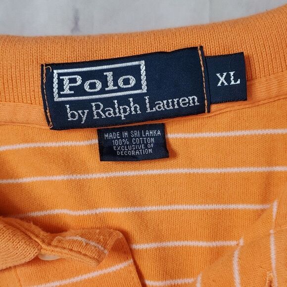 Polo Ralph Lauren Orange/White Striped Polo - Picture 3 of 4